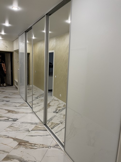 Зеркальный шкаф Платиновый Белый