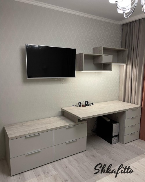 Стол вместе с комодом и подсветкой Дуб Монтерей